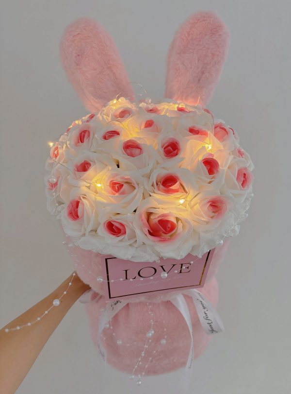 33 stalk soap rose rabbit bouquet
